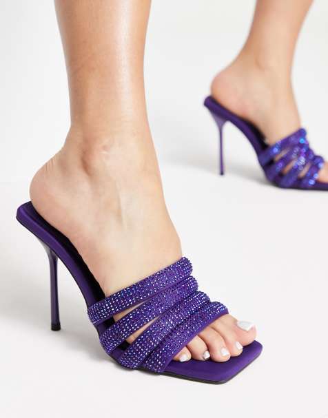 Topshop – Summer – Verzierte Mules in Lila mit Absatz - view 1