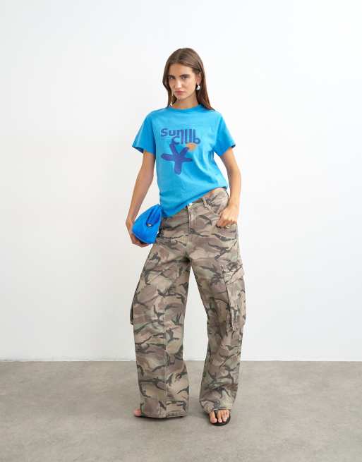Topshop - Sun Club - T-shirt oversize à imprimé graphique - Crème, 4 de 4