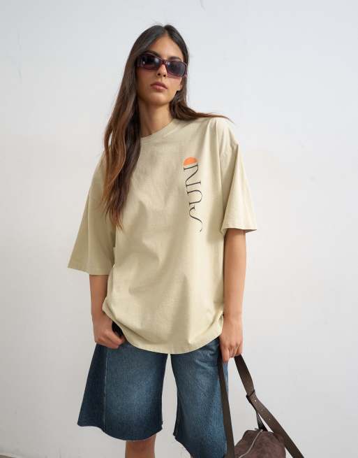 Topshop - Sun Drenched - Multifarvet oversized T-shirt med grafik, 4 af 4