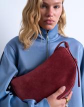 Topshop Sunday leather suede shoulder bag in red