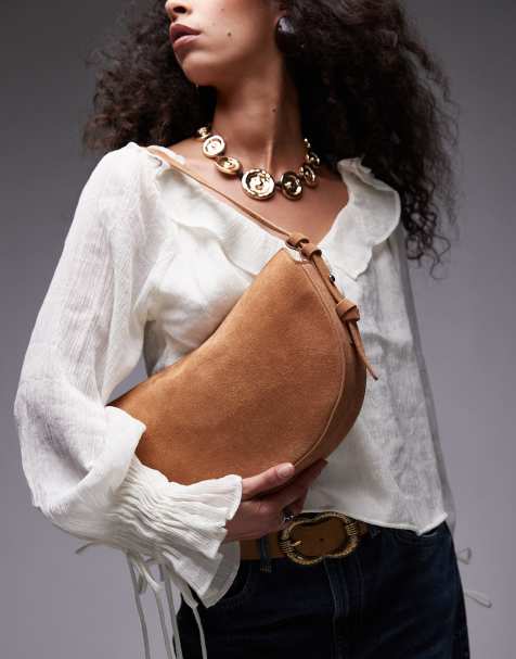 Topshop - Sunday - Sac porté épaule en daim véritable - Fauve - view 1