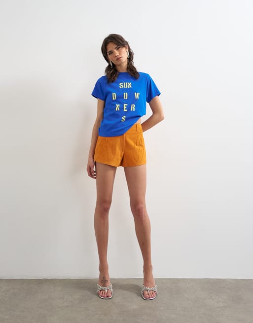Topshop 'Sundowners' graphic tee in blue, 3 of 4