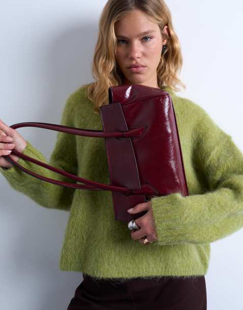 Topshop - Sunny - Borsa da spalla bordeaux con patta asimmetrica - view 1