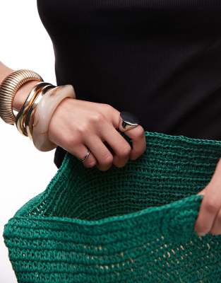 Topshop Sunny crochet shoulder bag in green
