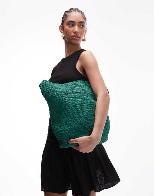 Topshop - Sunny - Gehaakte schoudertas in groen, 3 van 4