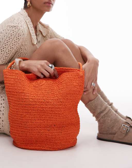 Topshop - Sunny - Sac porté épaule en maille au crochet - Orange, 4 de 4