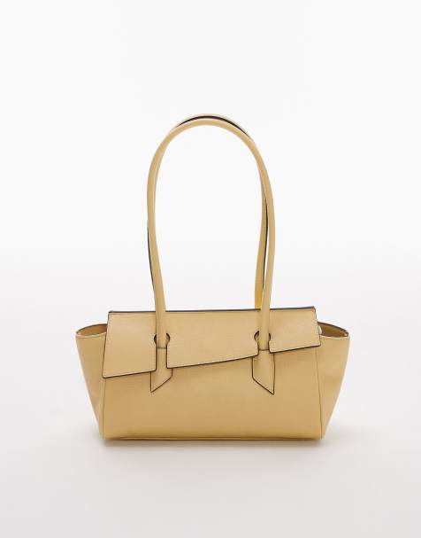 Topshop Sunny shoulder bag with asymmetric flap in lemon - view 1
