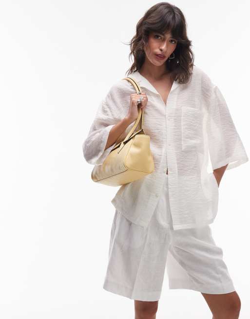 Topshop – Sunny – Umhängetasche in Zitronengelb mit asymmetrischem Umschlag, 2 von 4