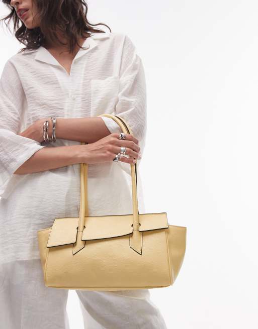 Topshop – Sunny – Umhängetasche in Zitronengelb mit asymmetrischem Umschlag, 4 von 4