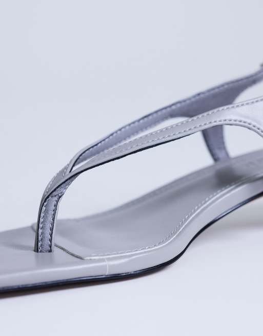 Topshop - Sunshine - Sandales à talon mi-haut et entre-doigts - Gris, 3 de 4