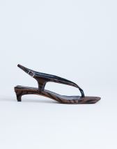Topshop Sunshine toe thong mid heel sandal in brown zebra hair on real leather 
