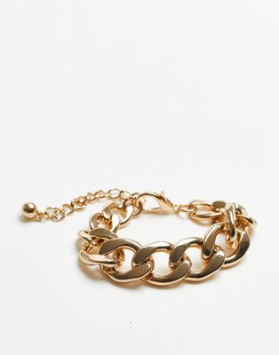 Topshop super chunky chain bracelet in gold - ASOS Price Checker