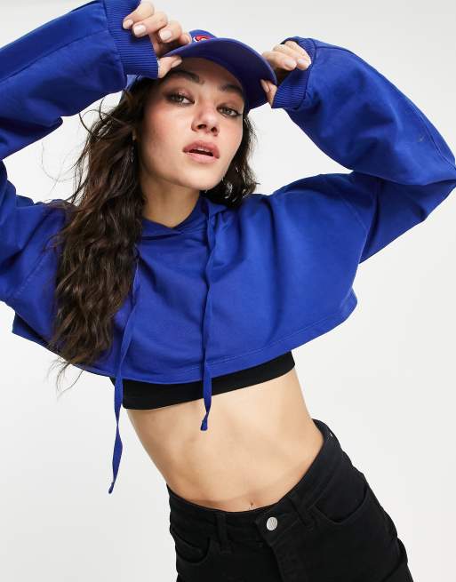 Blue hoodie store crop top