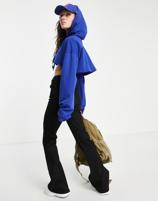 Topshop super crop hoodie in blue