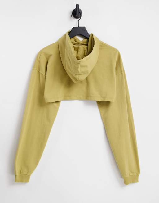 Topshop super crop hoodie in chartreuse, 4 of 4