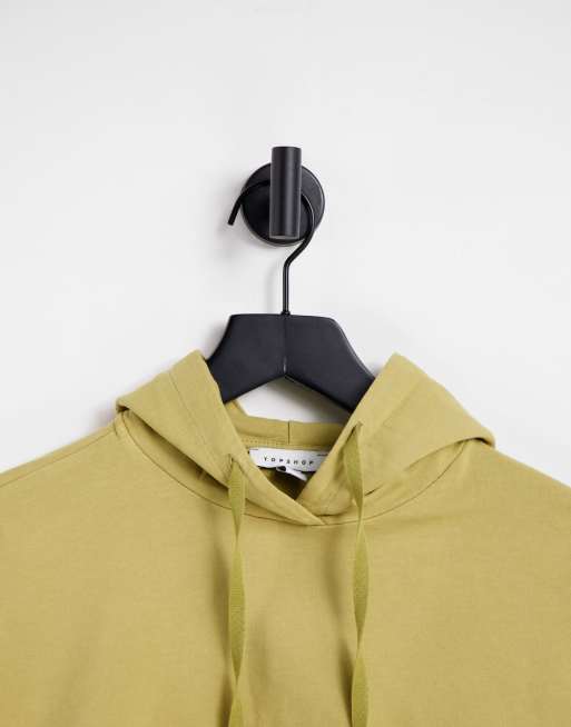 Topshop super crop hoodie in chautreuse, 3 of 4