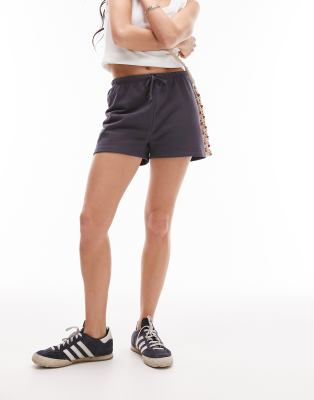 Shop Topshop Super Crop Sweat Shorts In Navy-blue