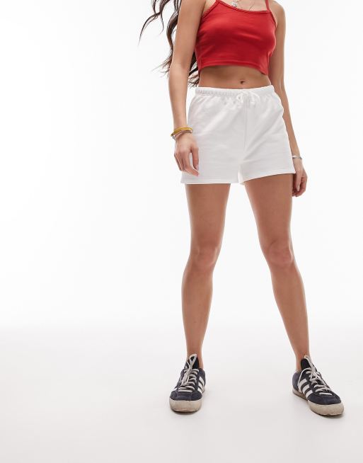 Topshop super crop sweat shorts in white