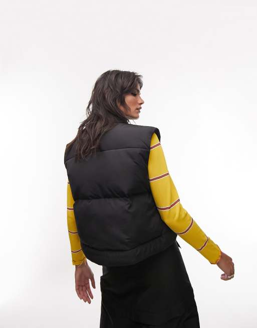 Topshop - Super cropped gewatteerde bodywarmer in zwart, 2 van 4
