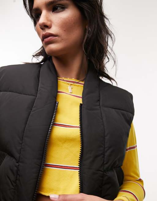 Topshop - Super cropped gewatteerde bodywarmer in zwart, 3 van 4
