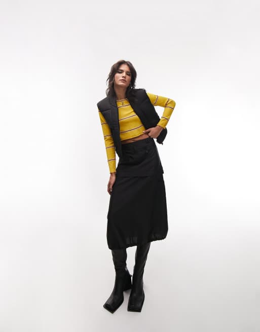 Topshop - Super cropped gewatteerde bodywarmer in zwart, 4 van 4