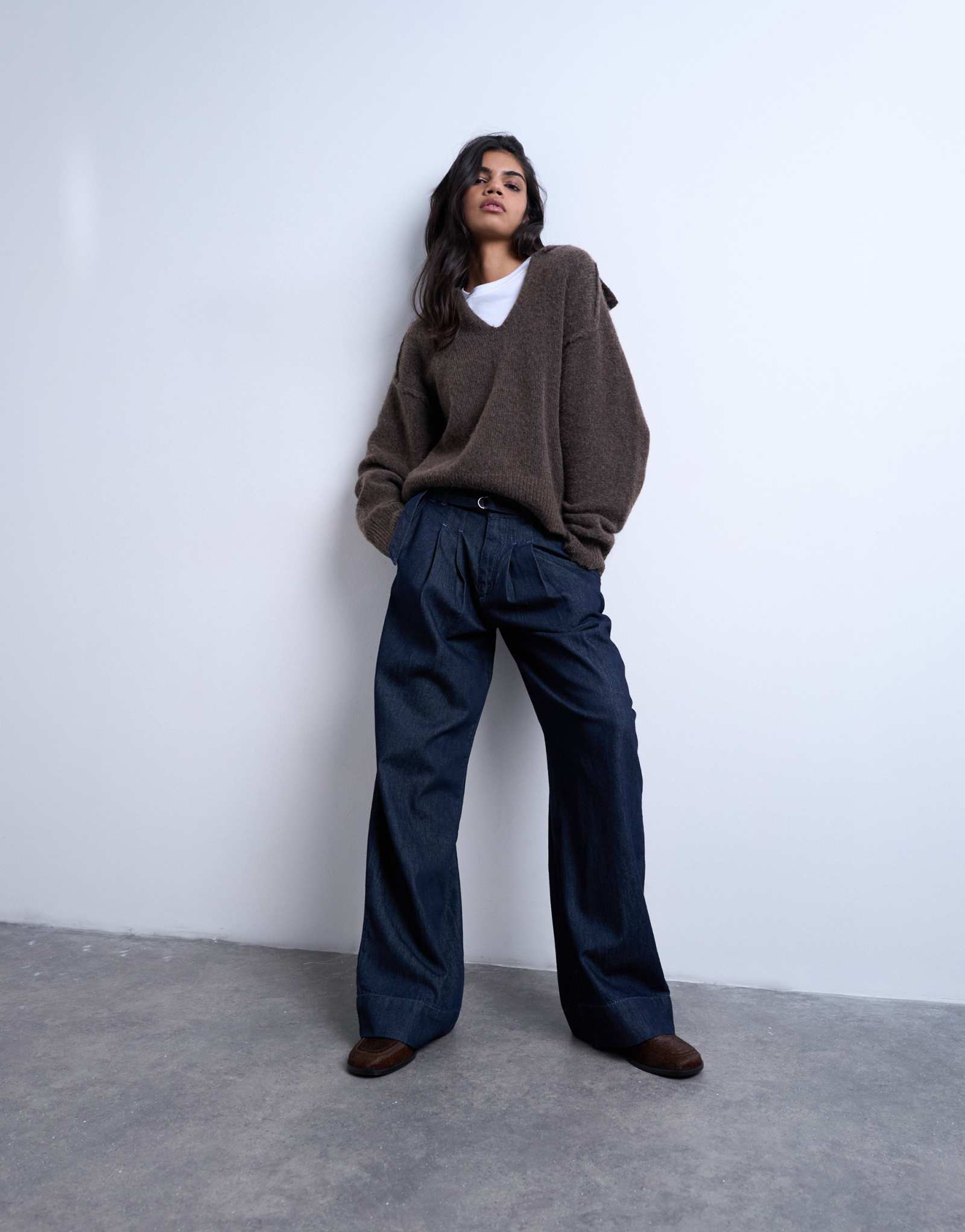 Сшитые на заказ джинсы Topshop super high rise с поясом цвета индиго