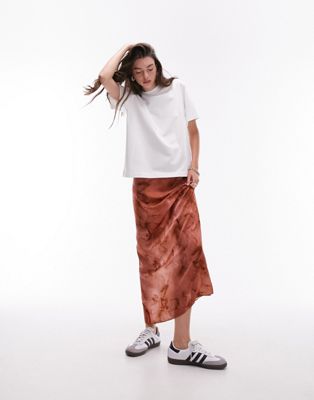 Topshop super high-waist smudge flower maxi skirt in rose