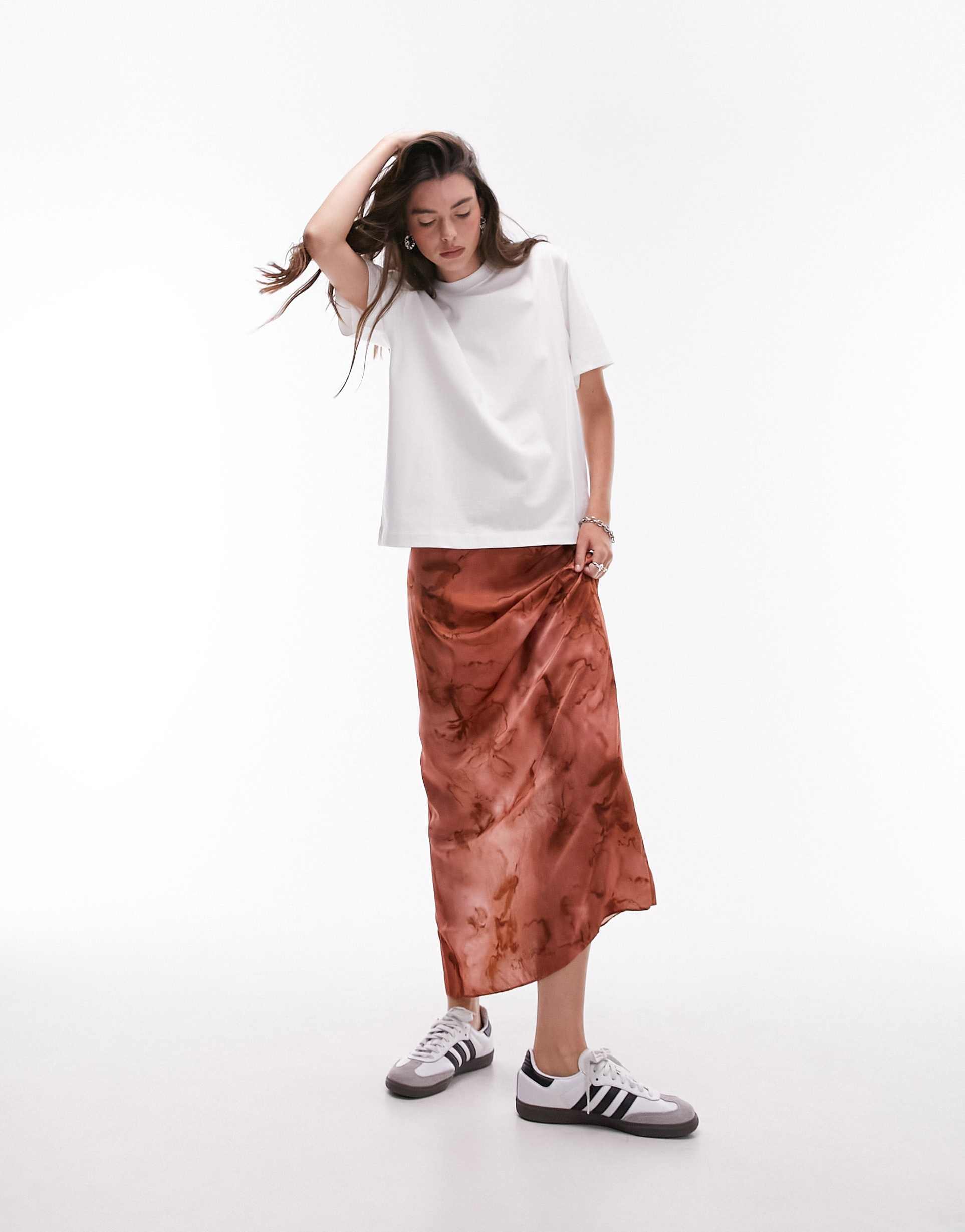 topshop super high waist smudge flower maxi skirt in rose