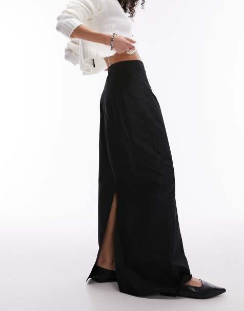 Black high best sale waisted long skirt