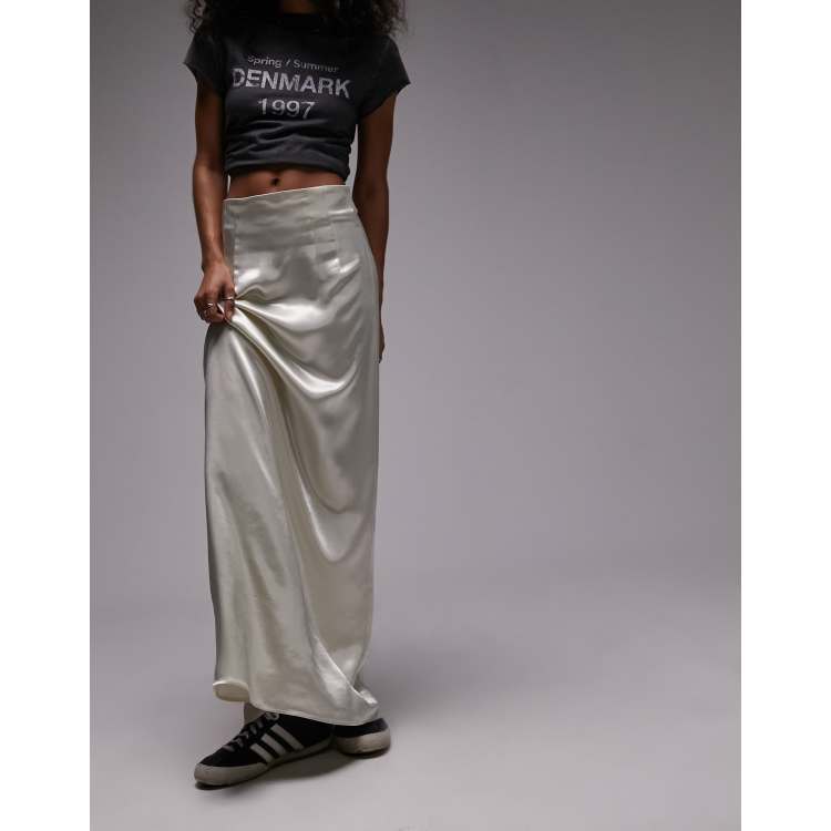 Ivory satin top maxi skirt