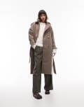 [Topshop] Topshop super oversized brushed trench coat in mocha-Brown 14 brown