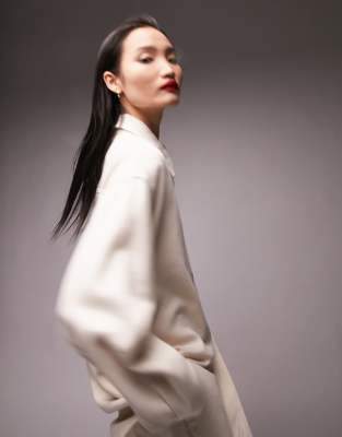 super oversized denim shirt in ecru - part of a set-White