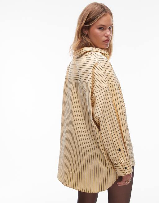 Topshop super oversized shirt in yellow stripe, 2 of 4