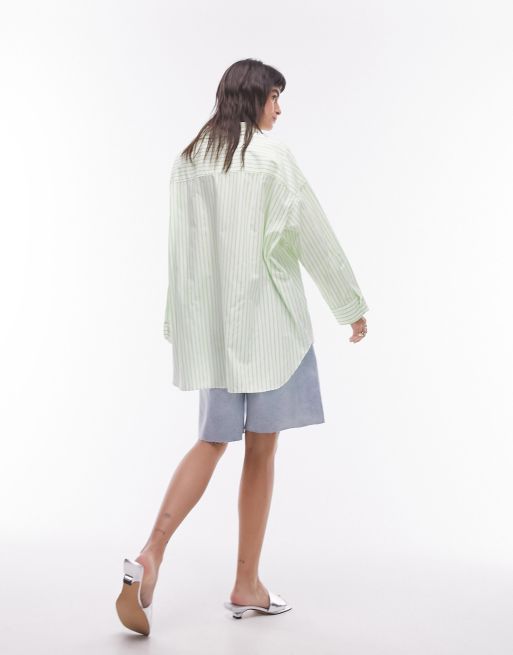 Topshop super oversized stripe shirt in lime green | ASOS