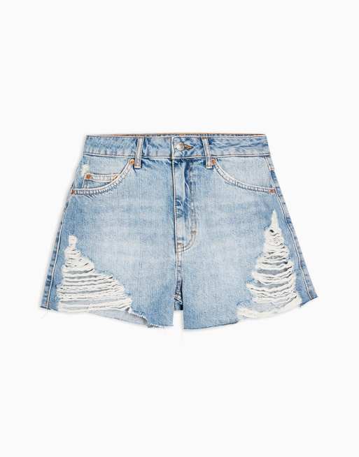 Topshop ripped denim sales mom shorts