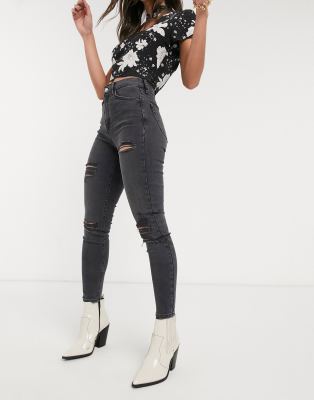 topshop grey ripped jamie jeans