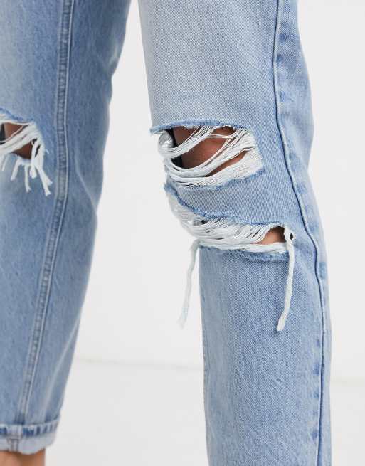 Topshop super-rip mom jeans in bleach, 3 of 4