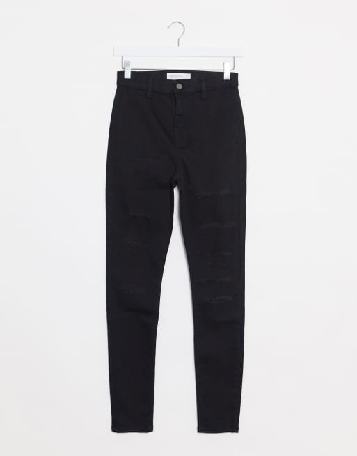 Topshop super ripped Joni jeans in black