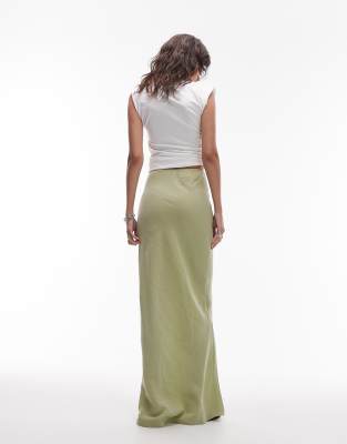 Topshop Super Soft Cupro Bias Cut Maxi Skirt In White