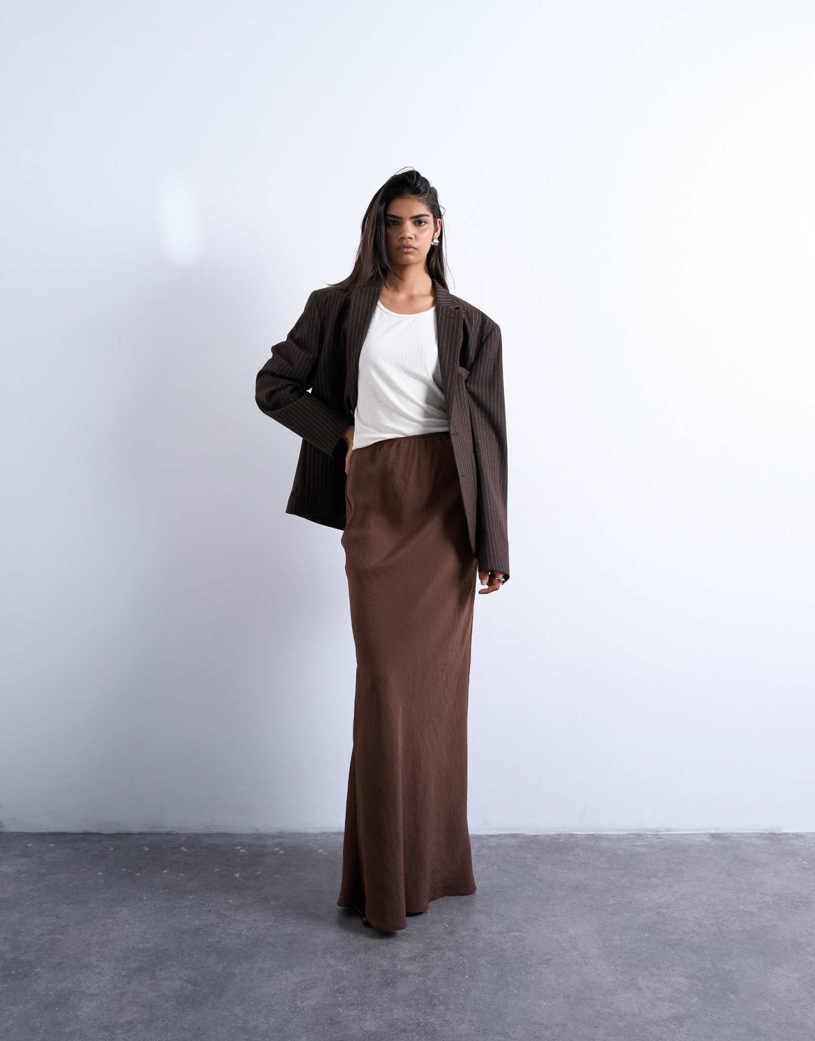 Topshop супермягкий купро-миди с уклоном в коричневом цвете - часть комплекта