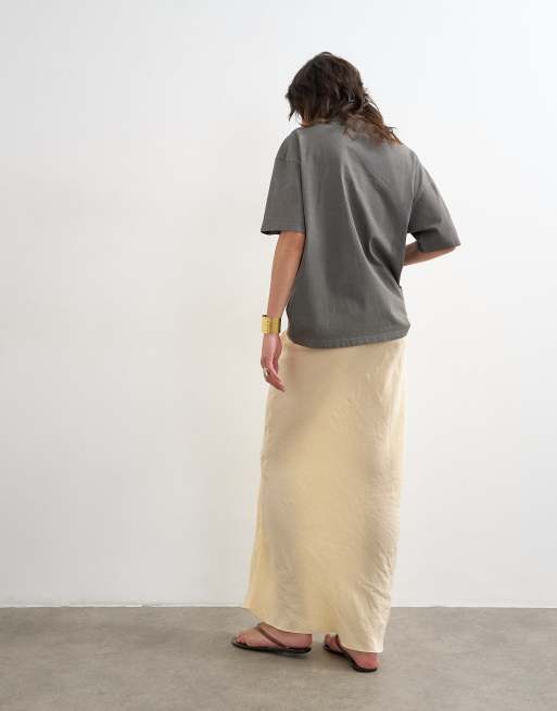 Topshop super soft cupro bias midi skirt in buttermilk, 3 of 5