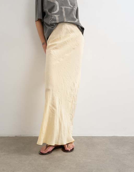 Topshop super soft cupro bias midi skirt in buttermilk, 5 of 5