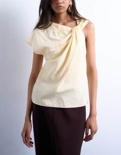 Super soft cupro knot detail top in buttermilk