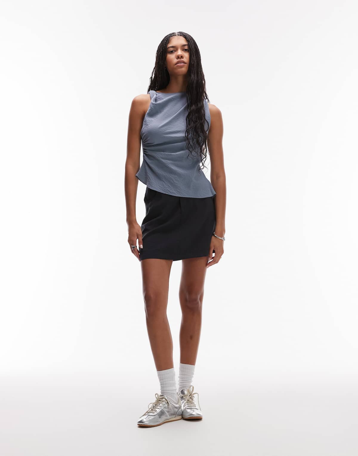 Topshop super soft cupro mini skirt in black