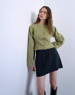 Super soft cupro mini skirt in black