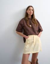 Topshop super soft cupro mini skirt in buttermilk