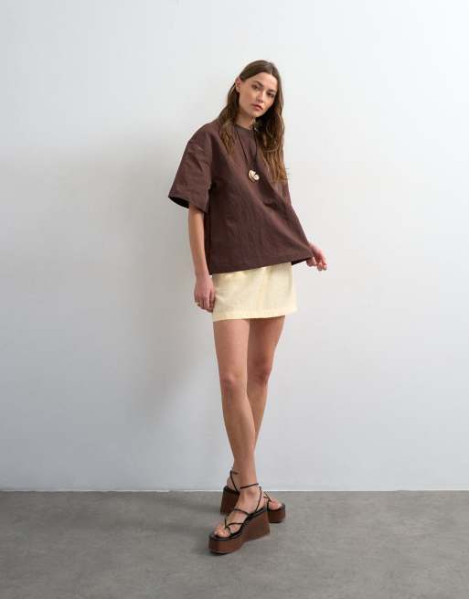 Topshop super soft cupro mini skirt in buttermilk, 2 of 5