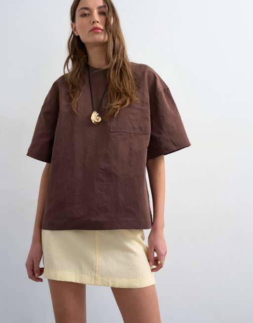 Topshop super soft cupro mini skirt in buttermilk, 5 of 5