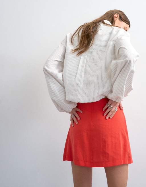 Topshop super soft cupro mini skirt in red, 5 of 5