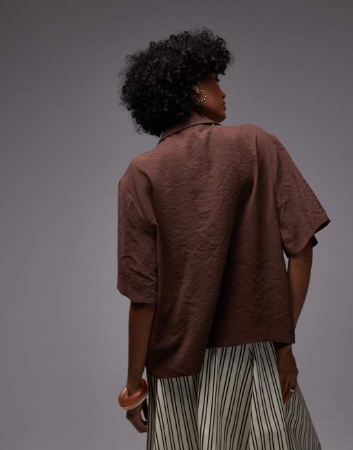 Topshop super soft cupro shirt in brown - part of a set